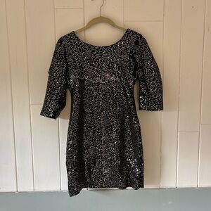 As U Wish Black Sequin Mini Dress